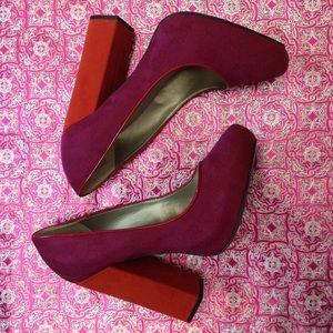 Free Press color block chucky heels